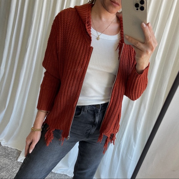 JACKET knitted crochet jacket — In Rust - Picture 6 of 8